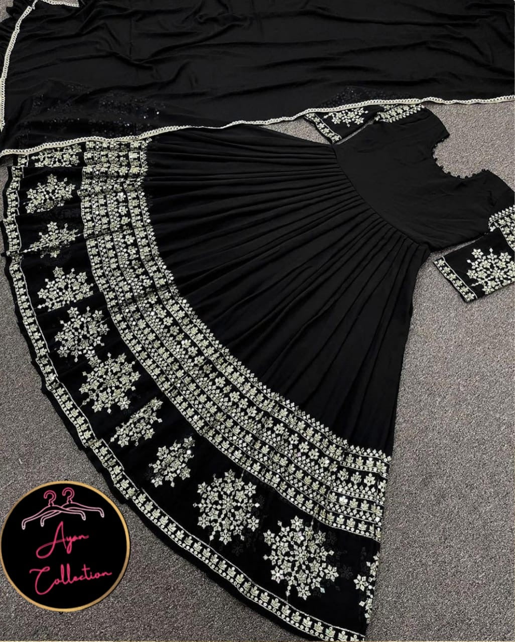 Eid Collection 🎁😍Border Sleeves Mini Star Heavy Embroidery Maxi With Dupatta 3Pcs