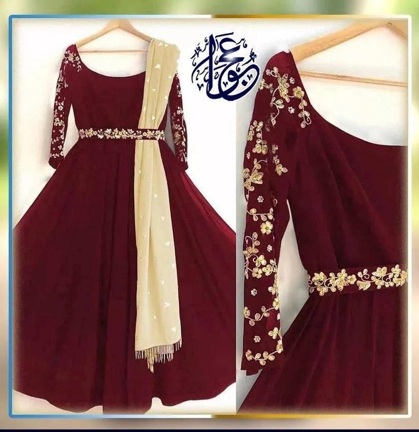 Embroidered Maxi with Belt 4pc