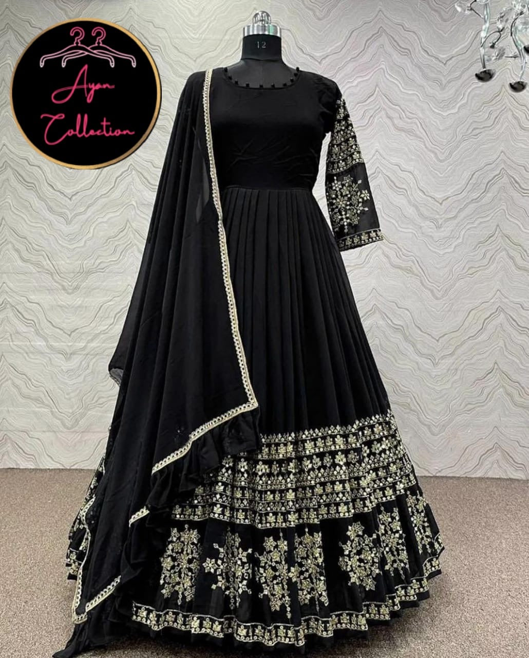 Eid Collection 🎁😍Border Sleeves Mini Star Heavy Embroidery Maxi With Dupatta 3Pcs