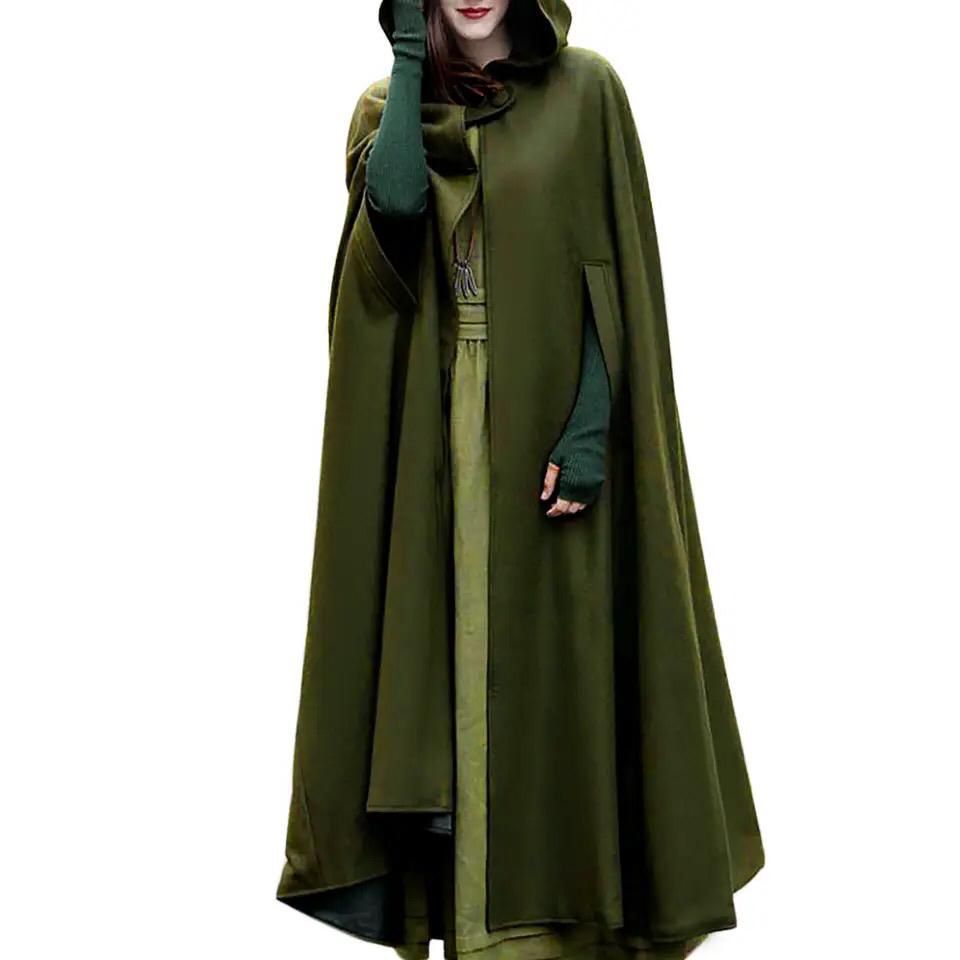 Women Stylish Long Cape Cloak Hooded Coat 🧥