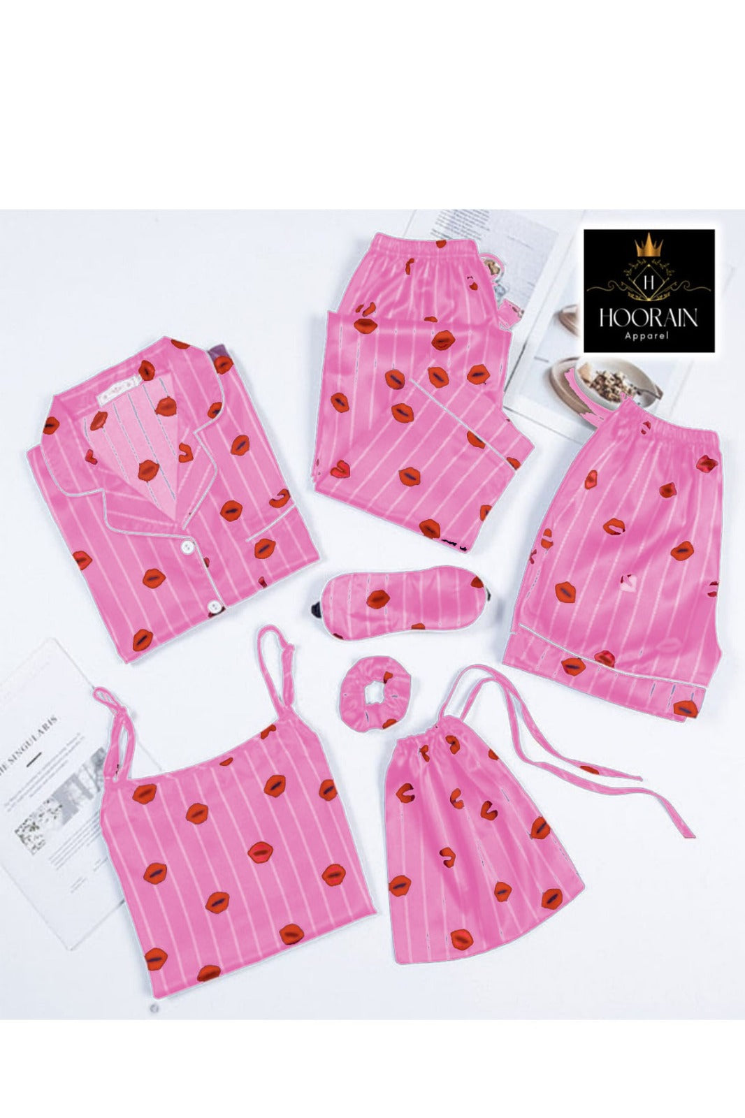 💋 Introducing: Lip Print Seven Piece Sleepwear Set!