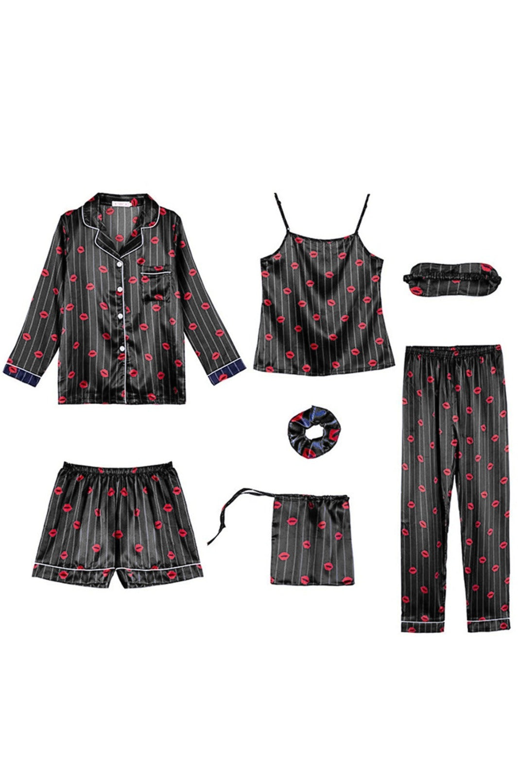 💋 Introducing: Lip Print Seven Piece Sleepwear Set!